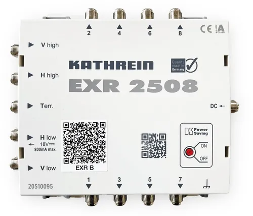 Kathrein EXR 2508 Multischalter - Multischalter für 8 Anschlüsse, kaskadierbar mit integriertem Netzteil, ideal für die Verteilung von SAT- und terrestrischem Signal.