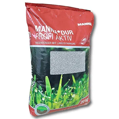 Manna DUR Profi Aktiv Rasendünger 20kg - Dünger für eine kräftige und dichte Grasnarbe, mit Langzeitwirkung und Eisen gegen Moos, ideal für einen gesunden Rasen.