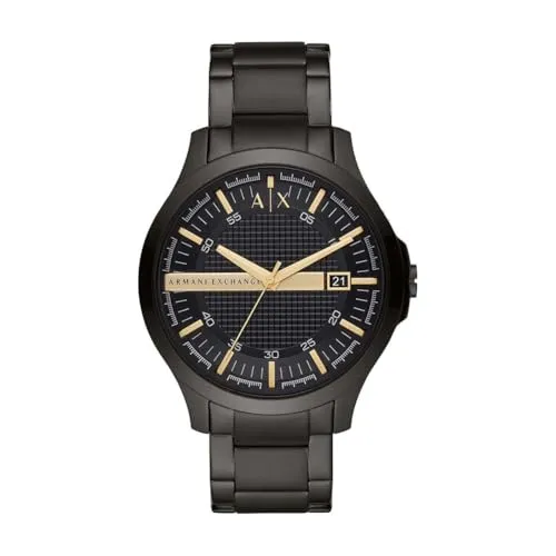 Armani Exchange Herrenuhr AX2413 - Armbanduhren für Herren mit 46mm schwarzem Edelstahlgehäuse, wasserdicht bis 50m – ideal für den Alltag und sportliche Aktivitäten.