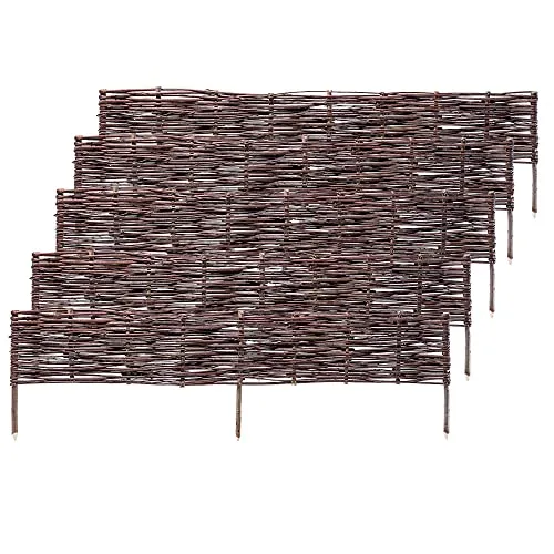 KADAX 5er Set Beetbegrenzung aus Weide 120 x 40 cm Weidengeflecht für Beete, Gartenwege und Rasen, natürliche Abgrenzung für Blumen und Gemüse