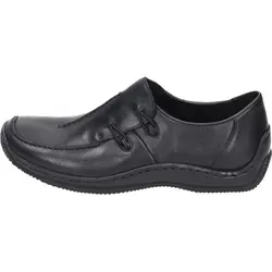 Rieker Damen Slipper L1751 aus Leder, schwarz, Größe 37 EU - Slipper & Loafer mit Gummizügen für einfachen Einstieg und Rieker Antistress-Funktion für hohen Tragekomfort – ideal für den Alltag.