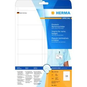 Herma Einsteckschilder 9011, für Namensschilder, 250 Stück, 90 x 54mm