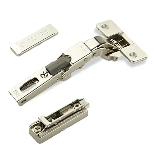 Salice Universalscharniere 110° Bohrbild T48 Push Open für abgerundete, überfälzte und profilierte Türen mit Linear-Montageplatte Höhe 6 mm Exzenterverstellung, Scharnierarmabdeckung 2 x