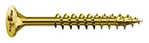 Spax Senkkopf Kreuzschlitz PZ 4 x 60 mm - Gelb verzinkt, 500 Stück - Spanplattenschrauben mit hoher Korrosionsbeständigkeit, ideal für langlebige Holzverbindungen.