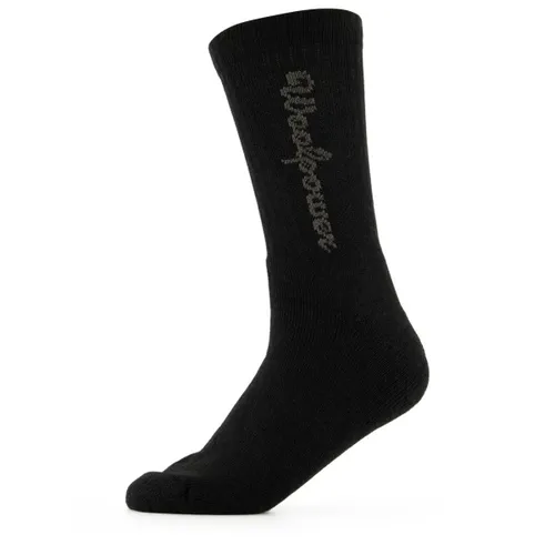 Woolpower Sport Socks 400 Logo - Wandersocken 40-44 - Langlebige und komfortable Sportsocken in Schwarz, ideal für Wandern und Trekking. Hergestellt aus 64% Wolle für optimale Wärme und Feuchtigkeitsregulierung.