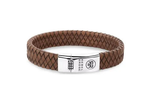 Rebel & Rose Armband Armband aus 12mm dickem, braunem Leder mit Silberverschluss