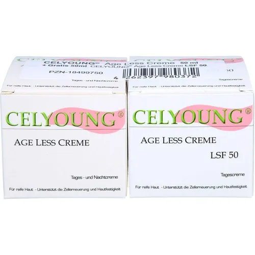 Celyoung Age Less Creme mit gratis LSF 50 - Arzneimittel für eine jugendliche Haut, enthält einen zusätzlichen Lichtschutzfaktor 50 für optimalen Schutz gegen UV-Strahlen.
