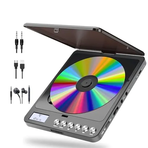 Tragbarer Bluetooth CD-Player mit Kopfhörern
