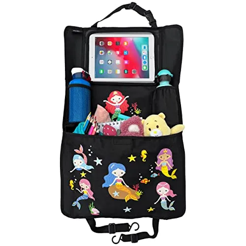 HECKBO 1x Kinder Auto Rückenlehnenschutz Organizer mit verstellbarer Tablet Tasche mit Touch Folie für bis 20