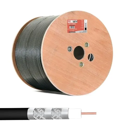 MK-Digital Koax kabel 135dB Sat Koaxialkabel, Antennenkabel 5-Fach geschirmt für DVB-S / S2, DVB-C, DVB-T, BK Anlagen, Satkabel,Schwarz,Weiß, 100-500m (Schwarz - VolKupfer, 500 meter)