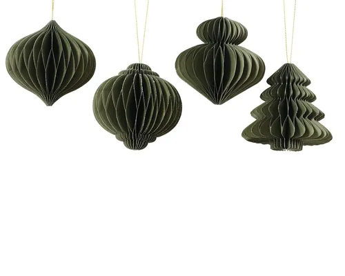 Kaemingk Wabendekoration, Wabenfigur 8x8cm Papier Grün 4 Stück sortiert