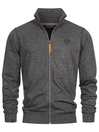 Indicode Herren INYanic Sweatjacke mit Stehkragen | Cardigan Herrenjacke Sweater Männer Black, L