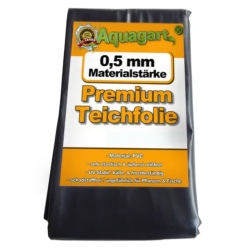 Teichfolie PVC 12m x 6m 0,5mm schwarz - Teichbecken & -folien, langlebige PVC-Folie für Gartenteiche, UV-beständig und einfach zu verlegen.