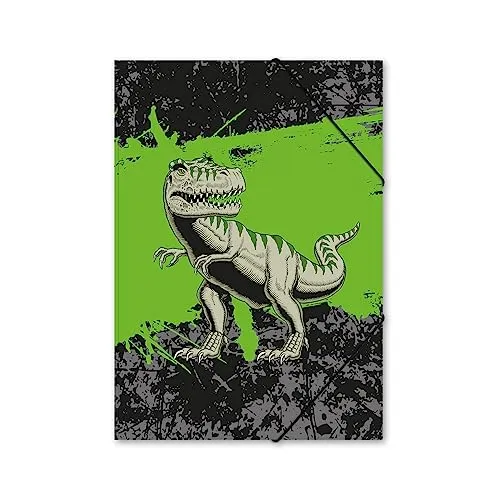 itenga Gummizugmappe mit Motiv DIN A4 - Sammelmappe Eckspanner - für Kinder Jugendliche Schüler Mädchen Jungen (TREX - A4)