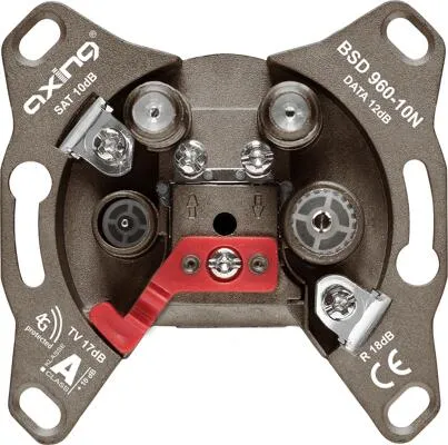 AXING BSD 960-10N Multimedia Antennen- steckdose CATV, DATA, SAT Durchg. 10dB