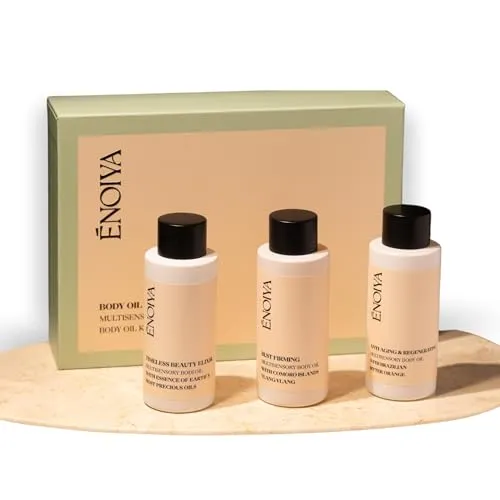 Körperöl-Geschenkset – 3x50ml Bio-Körperöle nähren, befeuchten, verjüngen die Haut mit Arganöl + Jojobaöl + Hagebuttenöl + Macadamiaöl – Formeln mit 7+ ätherischen Ölen (Anti Aging)