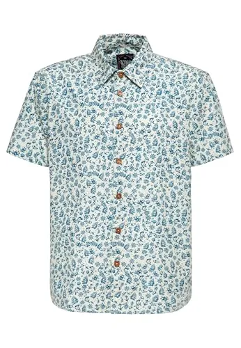 King Kerosin Herren Kurzarm Hemd Business Hemd Freizeithemd Oldschool Sailor-Tattoo Rockabilly Vintage Retro Hemd Sailor
