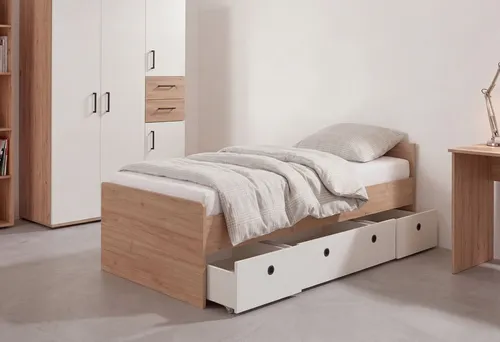 arthur berndt Jugendzimmer-Set Jugendzimmer-Set »Bente« 5-teilig, (2-tlg., 2tlg, 3tlg, 5tlg -Schrank, Bett, Schreibtisch, Sideboard, Standregal), Artisan Oak Nb/Weiß