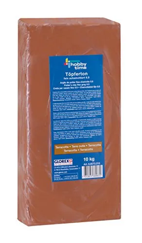 Glorex 68073210 GmbH Töpferton terracotta 10 kg, feinschamottiert, Körnung 0,5 mm