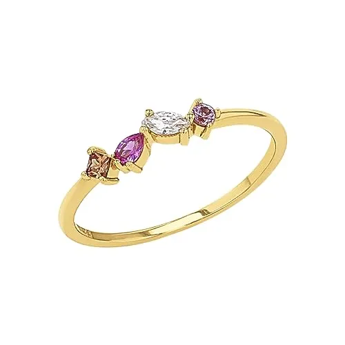 Amor Ring 925 Sterling Silber Damen Ringe mit Zirkonia - Eleganter Damenring aus 925 Sterling Silber, verziert mit bunten Zirkonia. Das strahlende Schmuckstück kommt in einer Geschenkbox und ist ideal für besondere Anlässe.