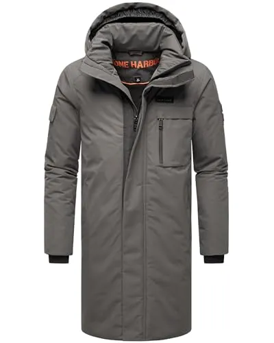 STONE HARBOUR Herren Wintermantel Xandroo XX Anthracite Gr. L - Funktionsjacke mit abnehmbarer Kapuze und magnetischer Abdeckleiste, ideal für kalte Herbst- und Wintertage. Robustes Material schützt vor Wind und Wetter, während weiches Fleece für Komfort sorgt.