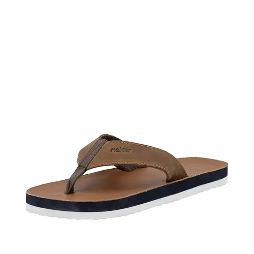 Rieker Pantolette braun 45 EU - Herren-Zehentrenner aus hochwertigem Leder, Komfort und Stil für entspannte Sommertage in Größe 45 EU.