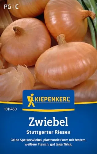 Kiepenkerl Zwiebelsamen Stuttgarter Riesen 1011450 - gelbe Speisezwiebel - plattrunde Form mit festem, weißem Fleisch - Samen Gemüse, Saatgut, Pflanzensamen