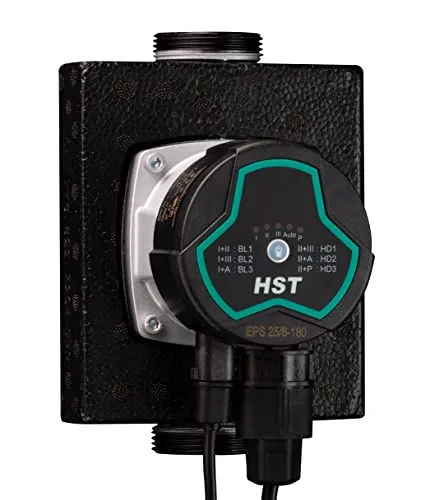 HST | Hocheffiziente Heizungspumpe | Umwälzpumpe | HST EPS 25-6/180 mm | Förderhöhe 6 Meter | Drehzahlregelung über PWM Signal