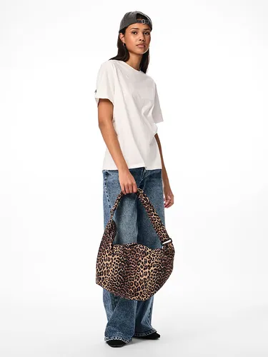 pieces Schultertasche PCAmanda - Stilvolle Umhängetasche - Umhängetasche im angesagten Animalprint, perfekt für trendbewusste Frauen ab 10 Jahren. Mit praktischem Reißverschluss und in den Farben Schwarz, Beige und Braun.