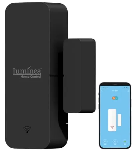 Luminea Home Control Türalarm: WLAN-Tür- und -Fensteralarm mit App-Zugriff - Tür- & Fenstersensoren mit weltweitem App-Zugriff und Sprachsteuerung. Alarm bei ungewolltem Öffnen, bis zu 1 Jahr Batterielaufzeit und einfache Installation mit Klebepads.