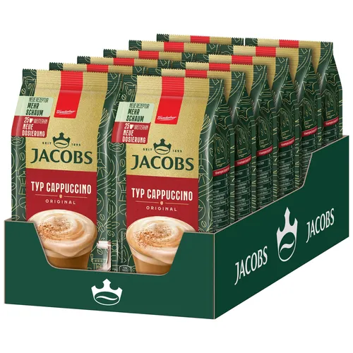 JACOBS Löskaffee TYP CAPPUCCINO 12 x 290 g Beutel - Instantkaffee für Cappuccino-Liebhaber, cremig und aromatisch, ideal für schnellen Genuss zu Hause oder im Büro.