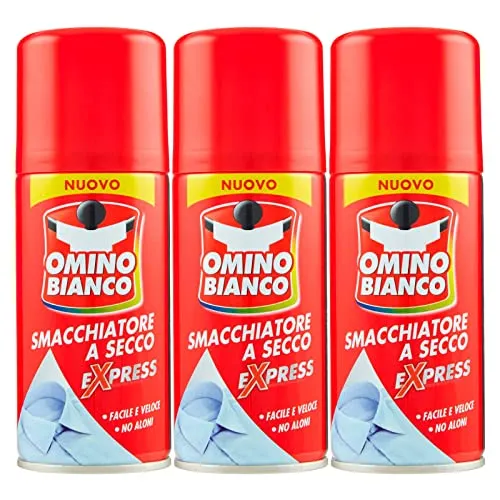 Omino Bianco - Spezialprodukt zur Entfernung von intensiven Flecken, Trockenspray Expess, sofortige Wirkung ohne Schlieren, 3 Flaschen x 125 ml