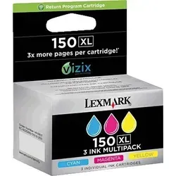 LEXMARK 150XL Tintenpatronen Multipack - Druckerpatronen für Lexmark Drucker, 3er Pack mit hoher Kapazität für bis zu 2100 Seiten in Cyan, Magenta und Gelb – ideal für hochwertige Ausdrucke.