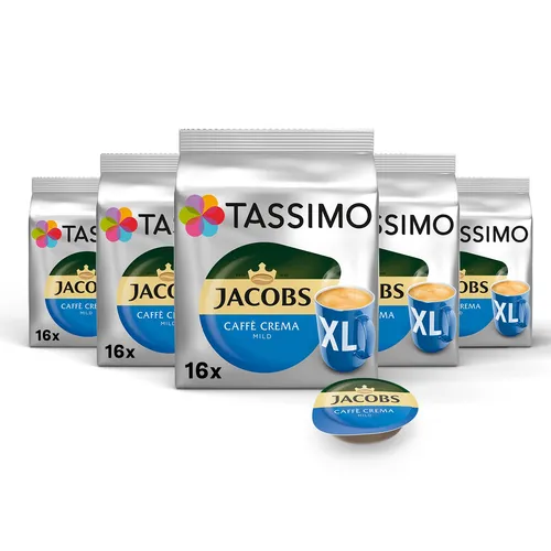 TASSIMO Kapseln Jacobs Caffè Crema Mild XL T Discs 5x16 Getränke Kaffeekapseln