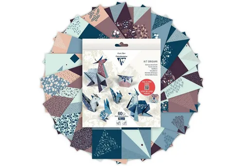 CLAIREFONTAINE Bastelkartonpapier Clairefontaine Origami, 60Bl 3 Formate, Tiere