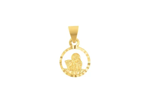 Amor Motivanhänger Engel, 1,4 cm, Gold - Ketten für Damen, hochwertiger 375 Gold Anhänger 