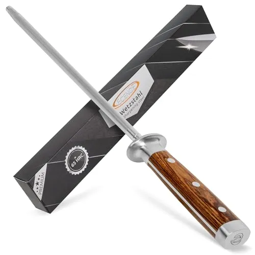 Wetzstahl Messerschärfer aus Edelstahl (65HRC) - Profi Messerschärfer aus hochwertigem Edelstahl für präzises Schärfen, ideal für Kochprofis und Hobbyköche.