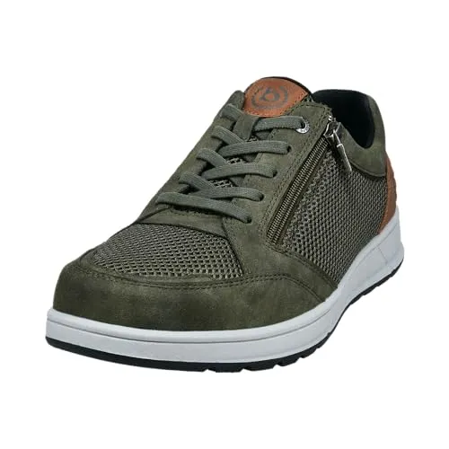 bugatti Casual Sneaker mit Reißverschluss, Dark Green, 45 EU - Herren-Sneaker mit atmungsaktivem Mesh für Komfort und kühlende Belüftung. Strapazierfähige Laufsohle für lange Spaziergänge und stilvolle Akzente für jeden lässigen Anlass.