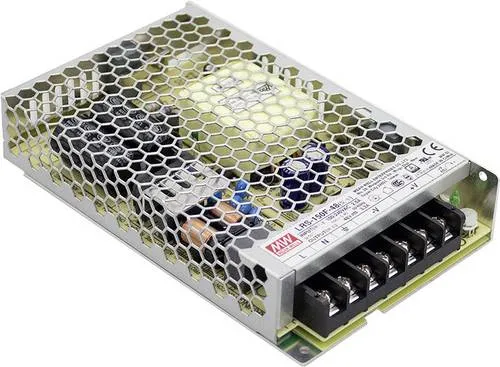 MeanWell MW LRS-150F-12 Schaltnetzteil 12 V/DC 12.5 A - Netzteil mit geschlossener Bauform und Schraubanschlüssen, ideal für industrielle Automatisierung und Hausgeräte. Überlastschutz und kompakte Bauhöhe für einfache Integration.