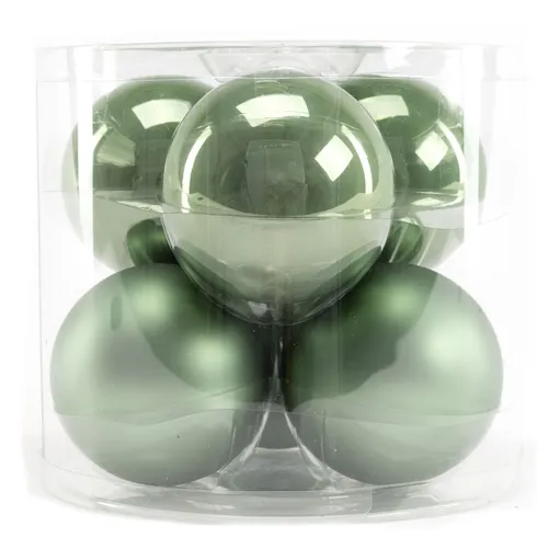 TrendLine Weihnachtskugeln aus Glas Ø 8 cm salbeigrün 6 Stück