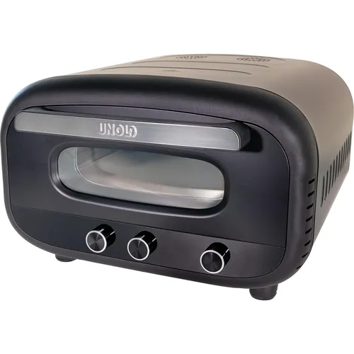 Unold Pizzaofen Don Alfredo 68805 schwarz - Miniofen für perfekte Pizzen bis 30 cm, mit hochwertigem Pizzastein und 1700 W Leistung. Ideal auch für Flammkuchen und Fladenbrot, schnelle Zubereitung in nur 2 Minuten!