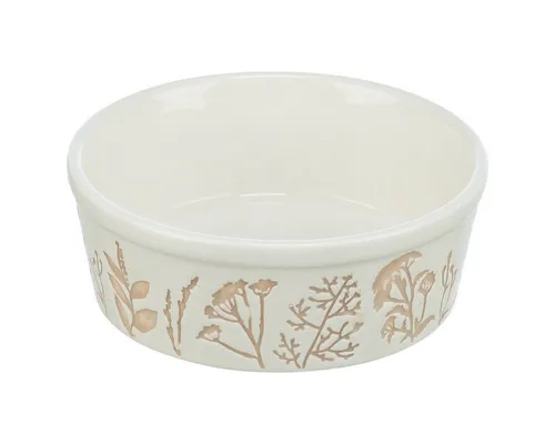 TRIXIE Futternapf Keramiknapf mit floralem Muster weiß/taupe