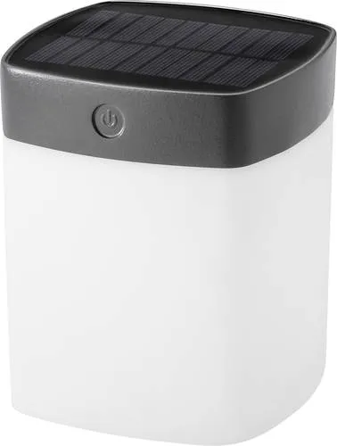 Konstsmide Assisi Solar Tischleuchte grau 7806-302 - Dimmbare Solar LED Tischleuchte aus Kunststoff mit opalem Acrylglas, ideal für stimmungsvolle Abende im Garten oder auf der Terrasse, bis zu 40 Stunden Licht.