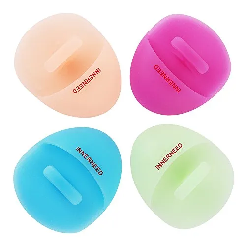 Super Weich Silikon Face Cleanser and Massager Bürste Manual Gesichtsbürste | INNERNEED Short Bristles Peeling Reinigung Handgerät Mat Scrubber for Sensitive, Delicate, Dry Skin (Pack of 4)