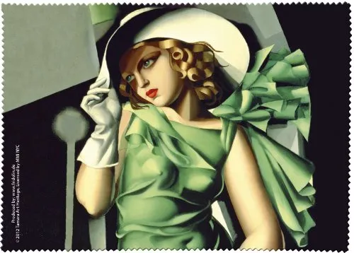 Fridolin 18841 Lempicka Junge Dame mit Handschuhen Reinigungstuch für Brille Chiffon Mehrfarbig 18 x 12,5 x 1 cm