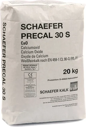 Weißfeinkalk, gebrannter und gemahlener Kalk (Pulver-Kalk), 20 kg, höchstreaktiv