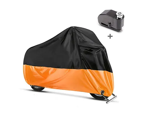 Tourtecs Abdeckhaube Set Motorrad Abdeckplane XXL + Alarm Bremsscheibenschloss # Faltgarage