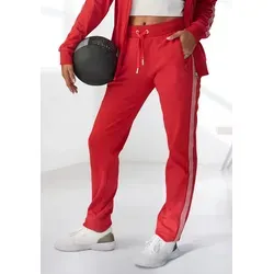 H.I.S Jogginghose mit seitlichem Tapestreifen rot XL (48/50)
