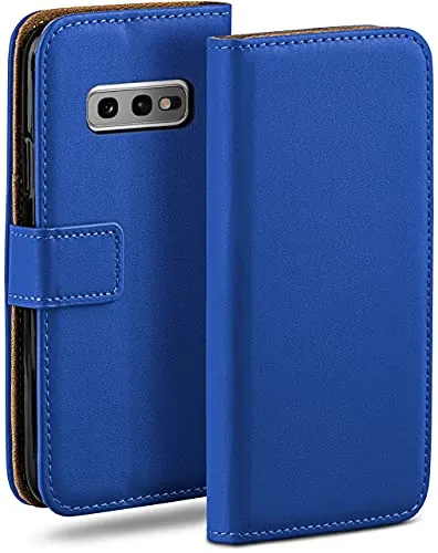 moex Book Case für Samsung Galaxy S10e Handyhülle mit Kartenfach, Hülle klappbar 360 Grad Schutzhülle, Klapphülle Flip Case Cover, PU Leder Handytasche Lederhülle, Blau