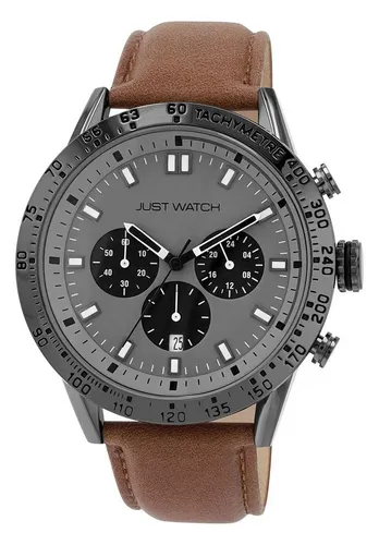 Just Watch Quarzuhr Caspian Chronograph mit Echtlederband - Armbanduhr mit 5 ATM Wasserdichtigkeit und präzisem Chronographen, ideal für stilbewusste Herren.